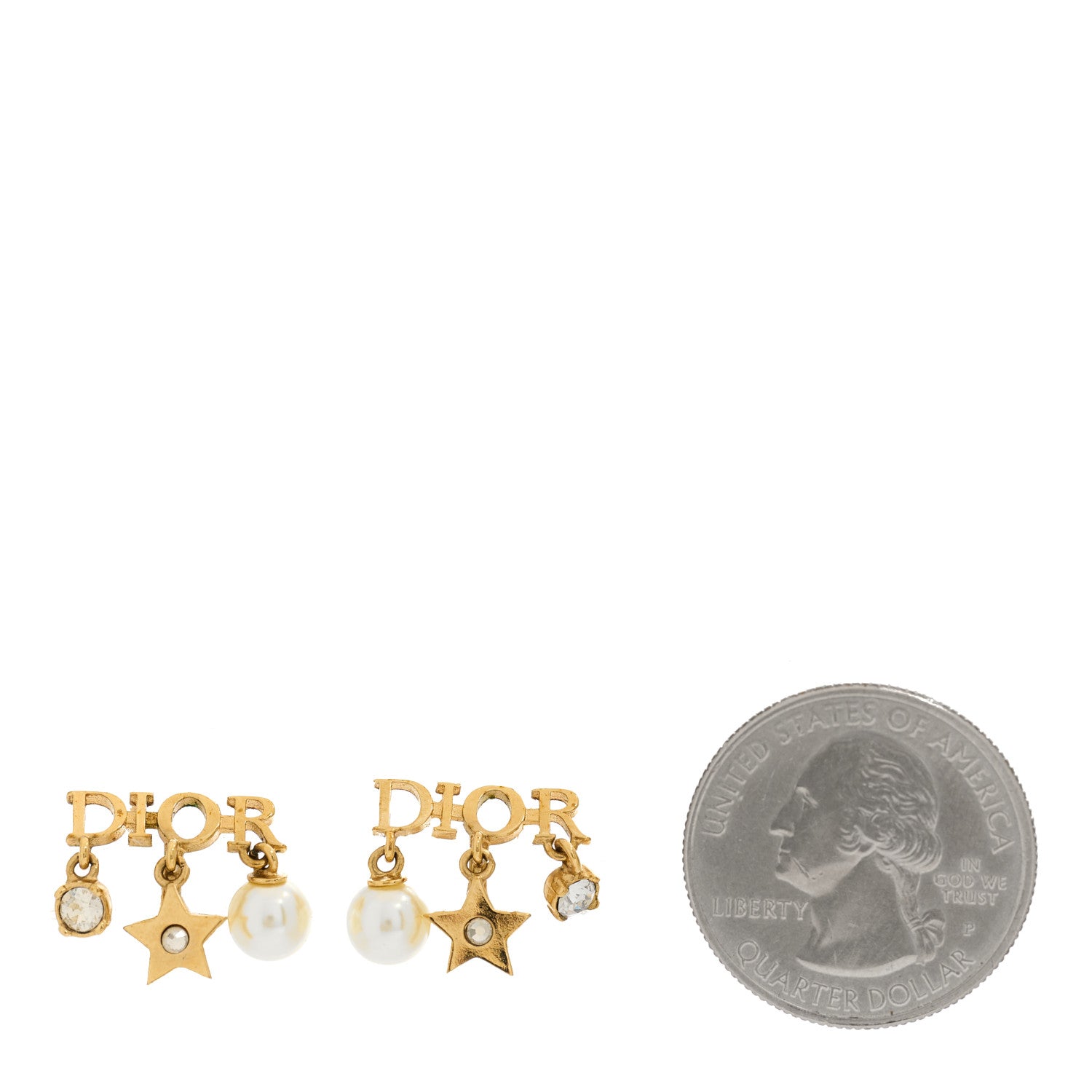 Christian Dior Pearl Crystal Dio(r)evolution Star Clip On Earrings Gold 2 of 4
