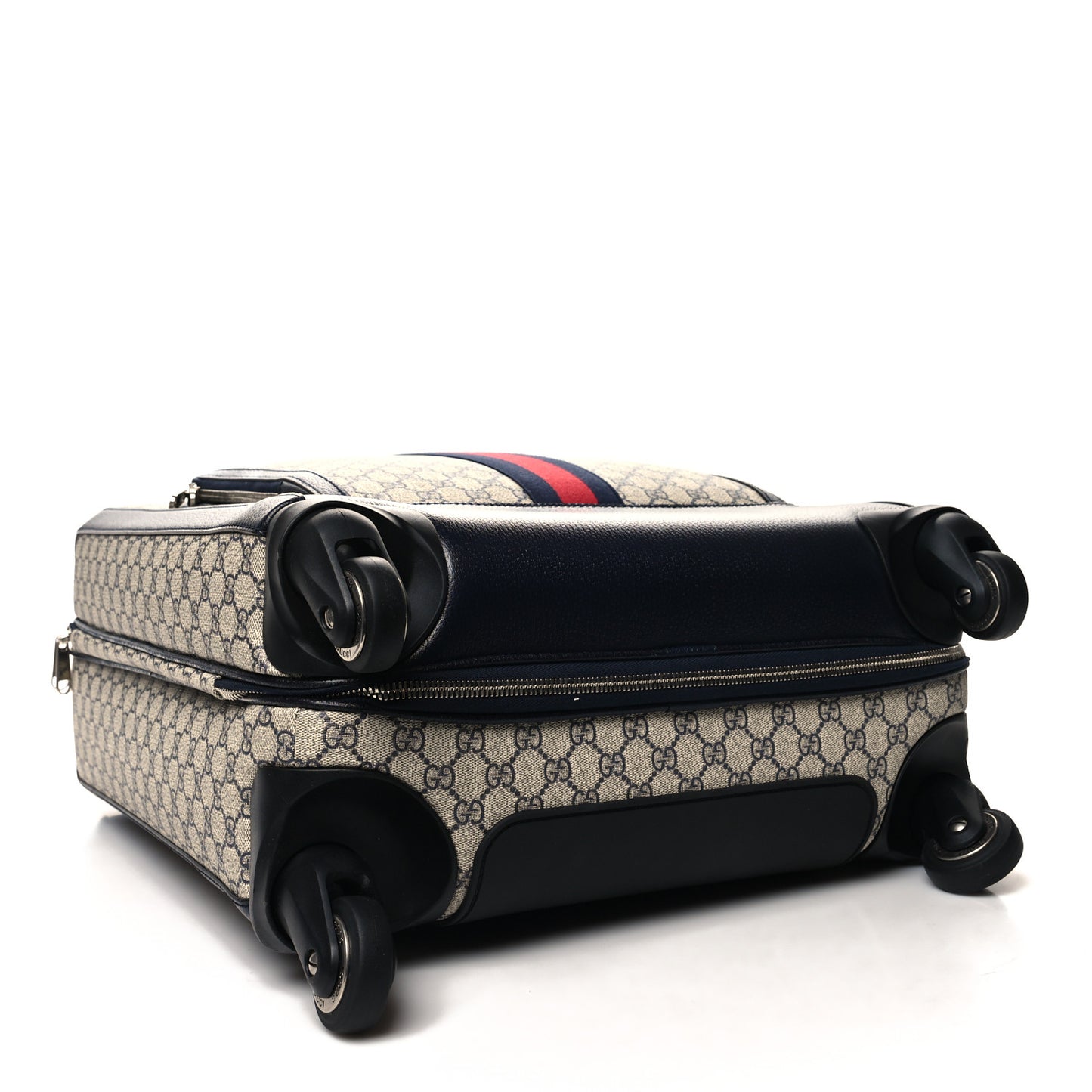 GG Supreme Monogram Textured Dollar Calfskin Web Savoy Cabin Plus Trolley Beige Blue