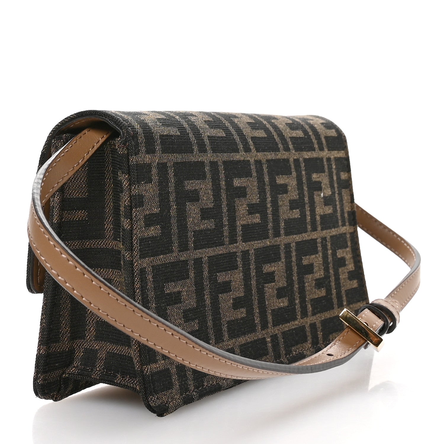 Fendi Fabric Jacquard FF 1974 Wallet On Chain Tobacco Moro 3 of 10