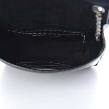 Saint Laurent Crocodile Embossed Lambskin Matelasse Monogram Niki Chain Wallet Black 5 of 10