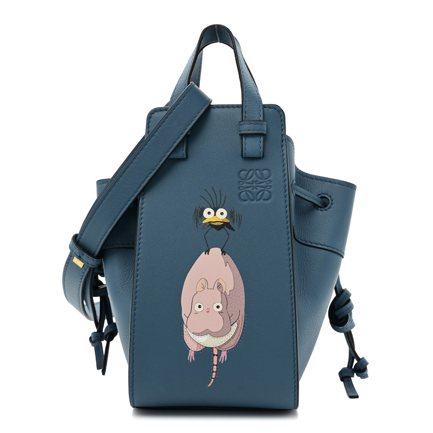 X SPIRITED AWAY Calfskin Bo Mouse Mini Hammock Shoulder Bag Lagoon Blue