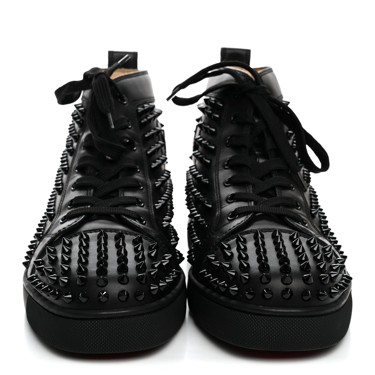Calfskin Mens Louis Spikes Flat Sneakers 43.5 Black
