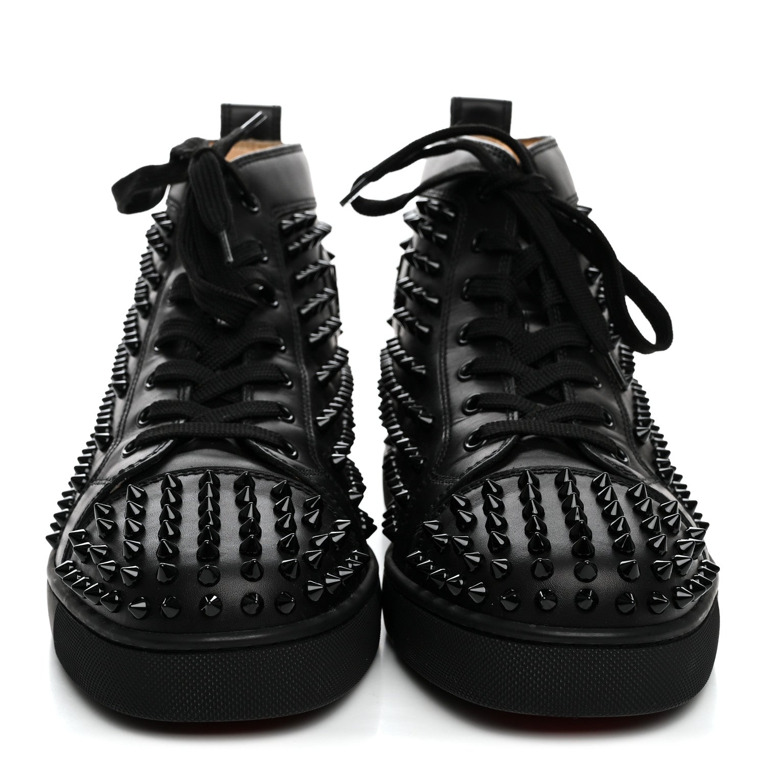 Christian Louboutin Calfskin Mens Louis Spikes Flat Sneakers 43.5 Black 3 of 9