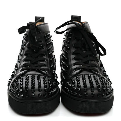 Christian Louboutin Calfskin Mens Louis Spikes Flat Sneakers 43.5 Black 3 of 9