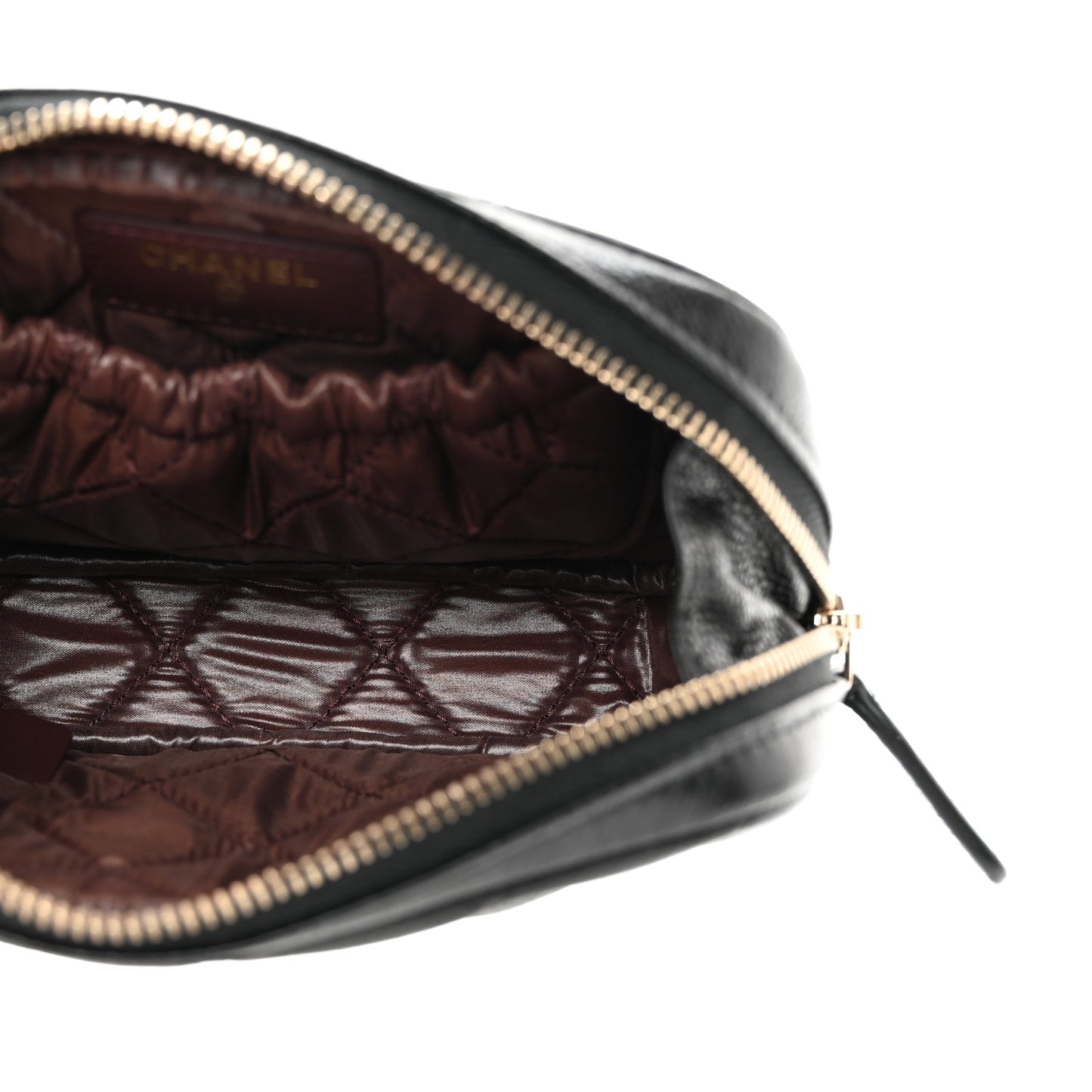 Caviar Quilted Small Curvy Pouch Cosmetic Case Black