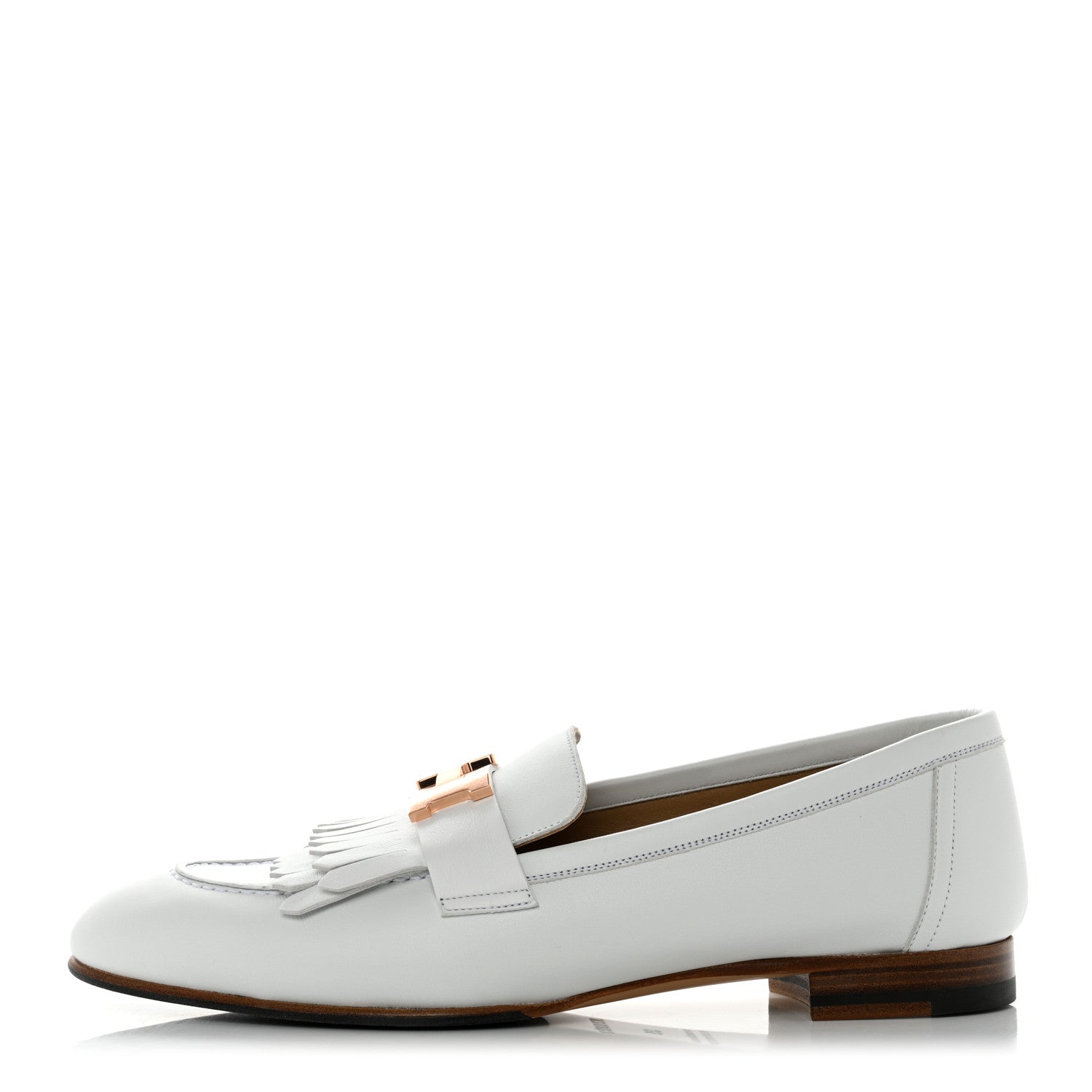 Hermes Calfskin Womens Royal Loafers 39 White 1 of 9