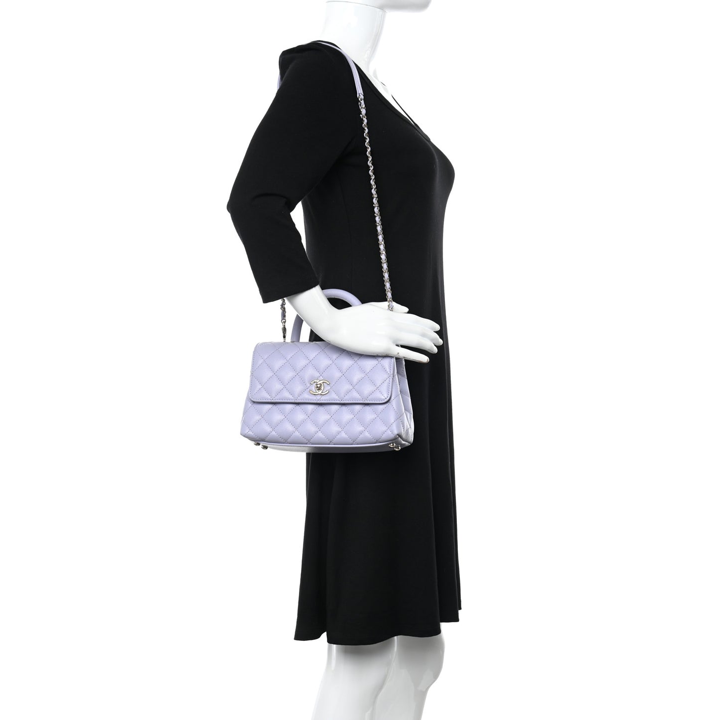 Caviar Quilted Mini Coco Handle Flap Light Purple