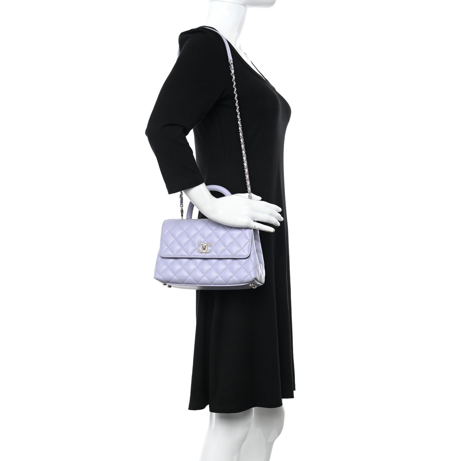 Chanel Caviar Quilted Mini Coco Handle Flap Light Purple 2 of 11