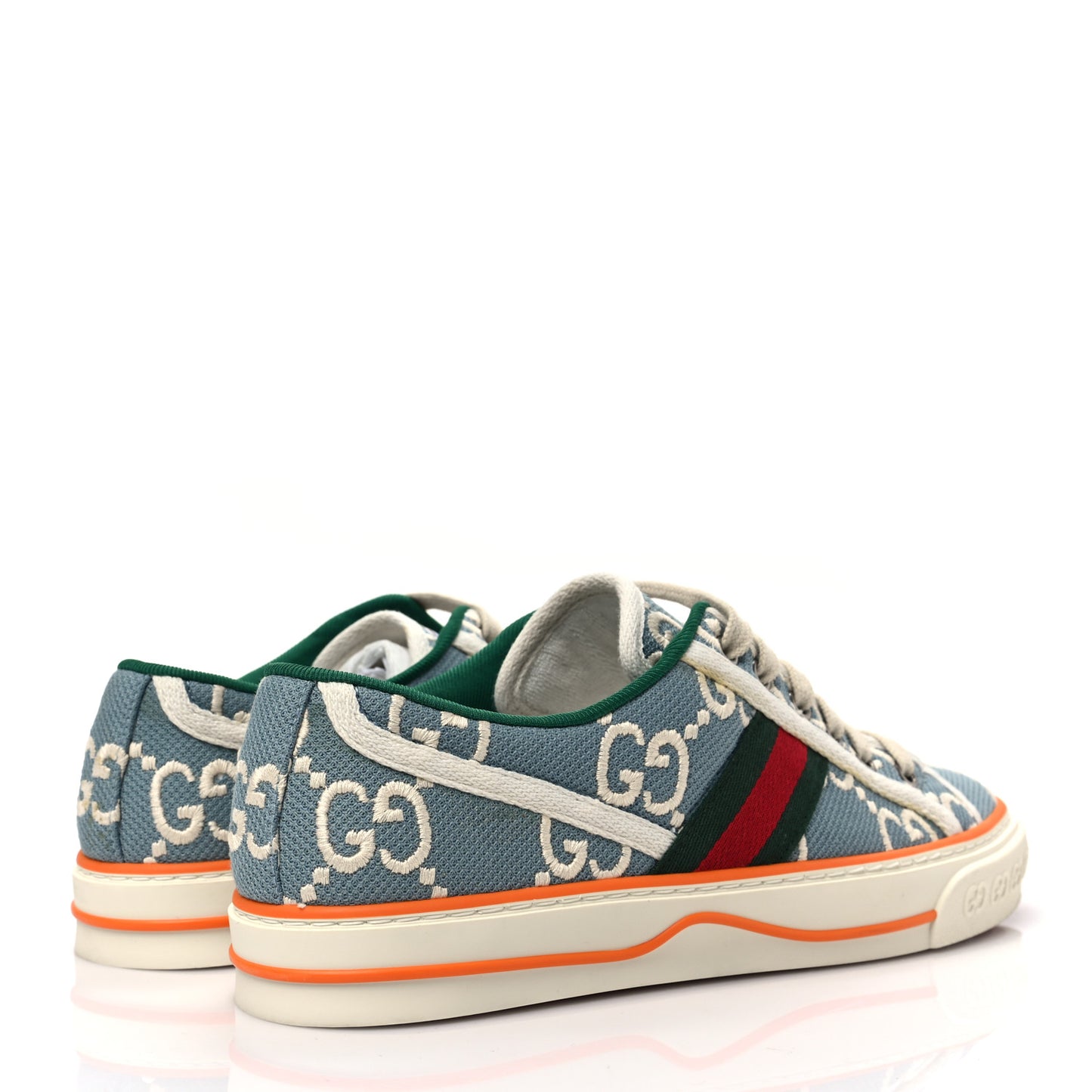 Cotton GG Monogram Web Womens 1977 Tennis Sneakers 39.5 Philod Ivory Mystic White