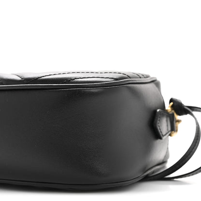 Gucci Calfskin Matelasse Small GG Marmont Chain Shoulder Bag Black 10 of 13
