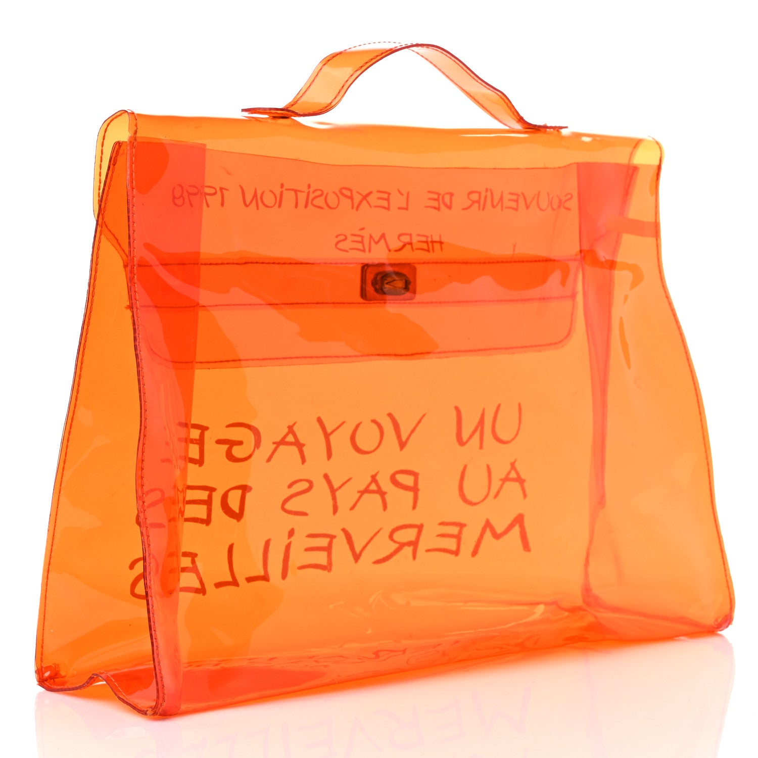 Hermes Vinyl Souvenir De L'Exposition Kelly Orange 3 of 14