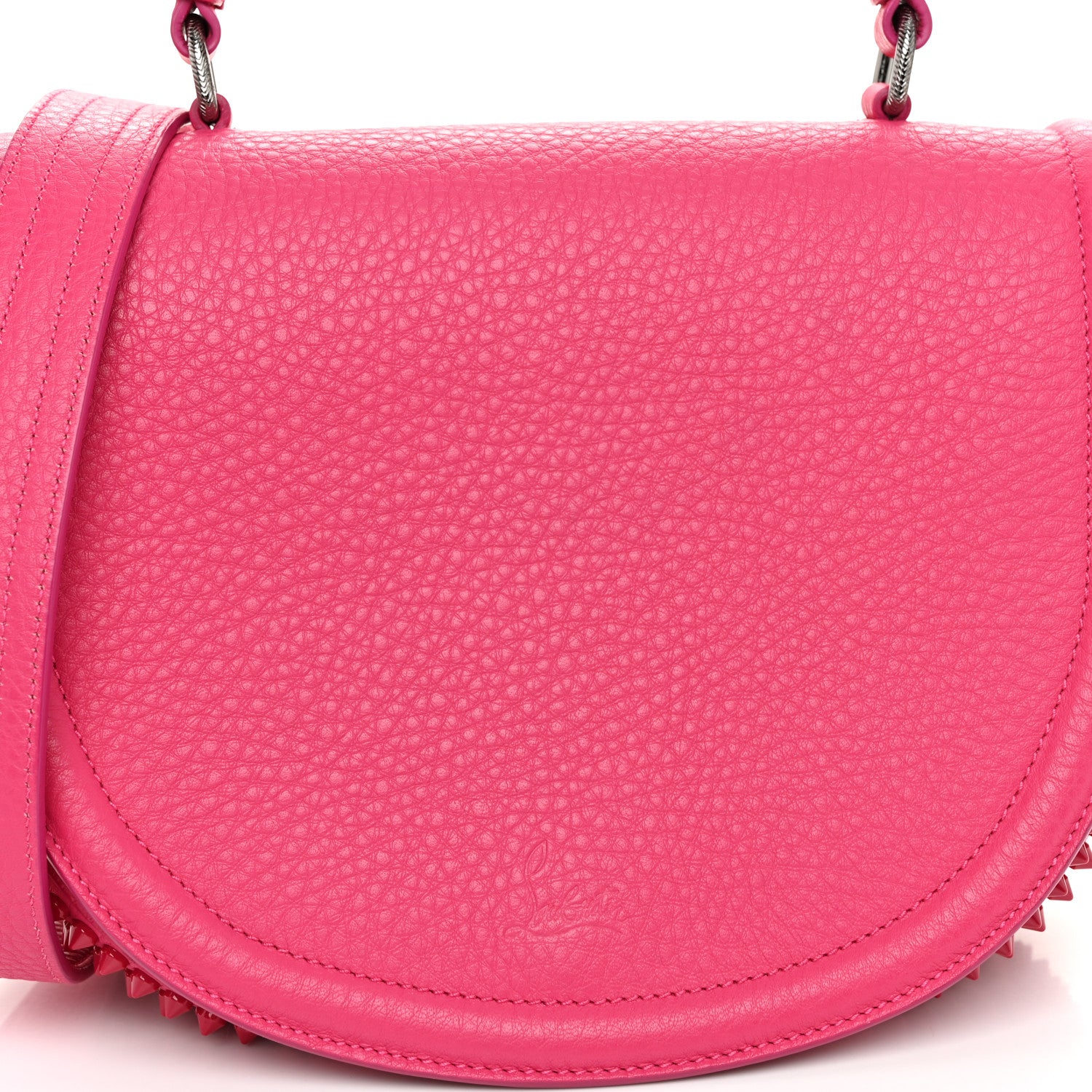 Christian Louboutin Calfskin Spikes Panettone Messenger Hot Pink 8 of 13