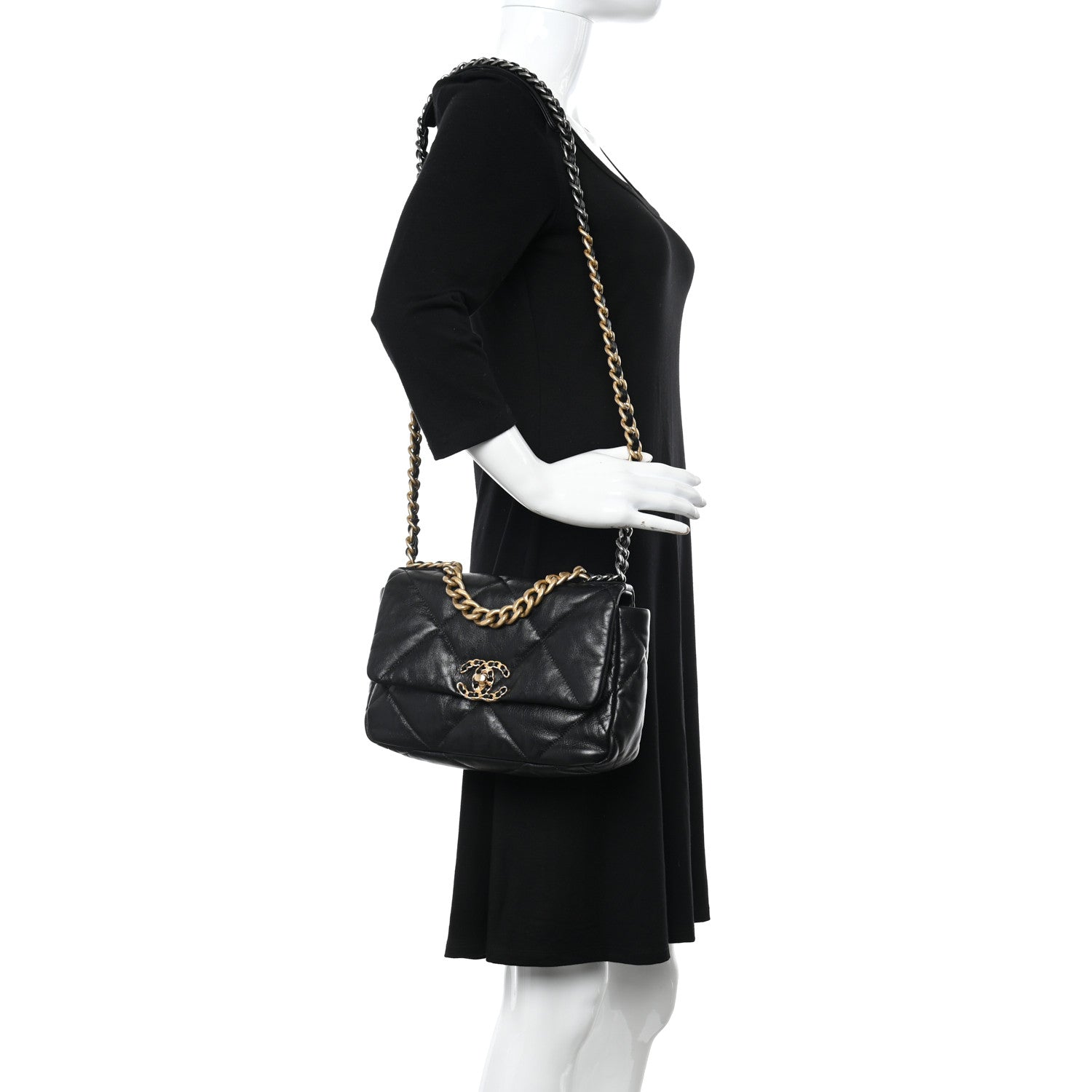 Chanel Goatskin Quilted Medium Chanel 19 Flap Black 2 of 12