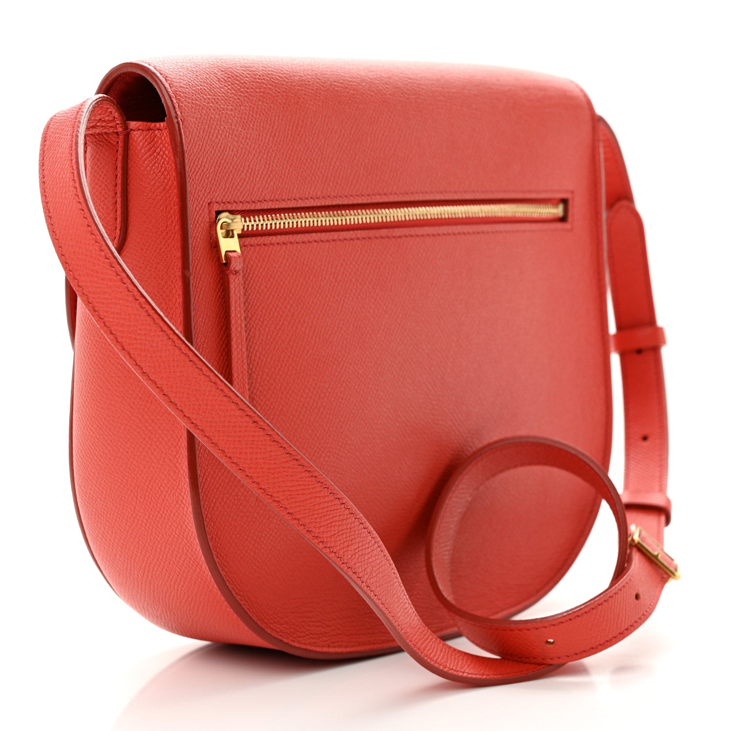 Celine Grained Calfskin Medium Trotteur Bright Red 3 of 12