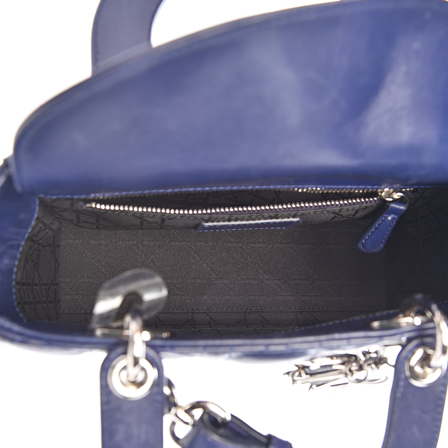 Christian Dior Lambskin Cannage Small Lucky Badges My Lady Dior Navy 5 of 16