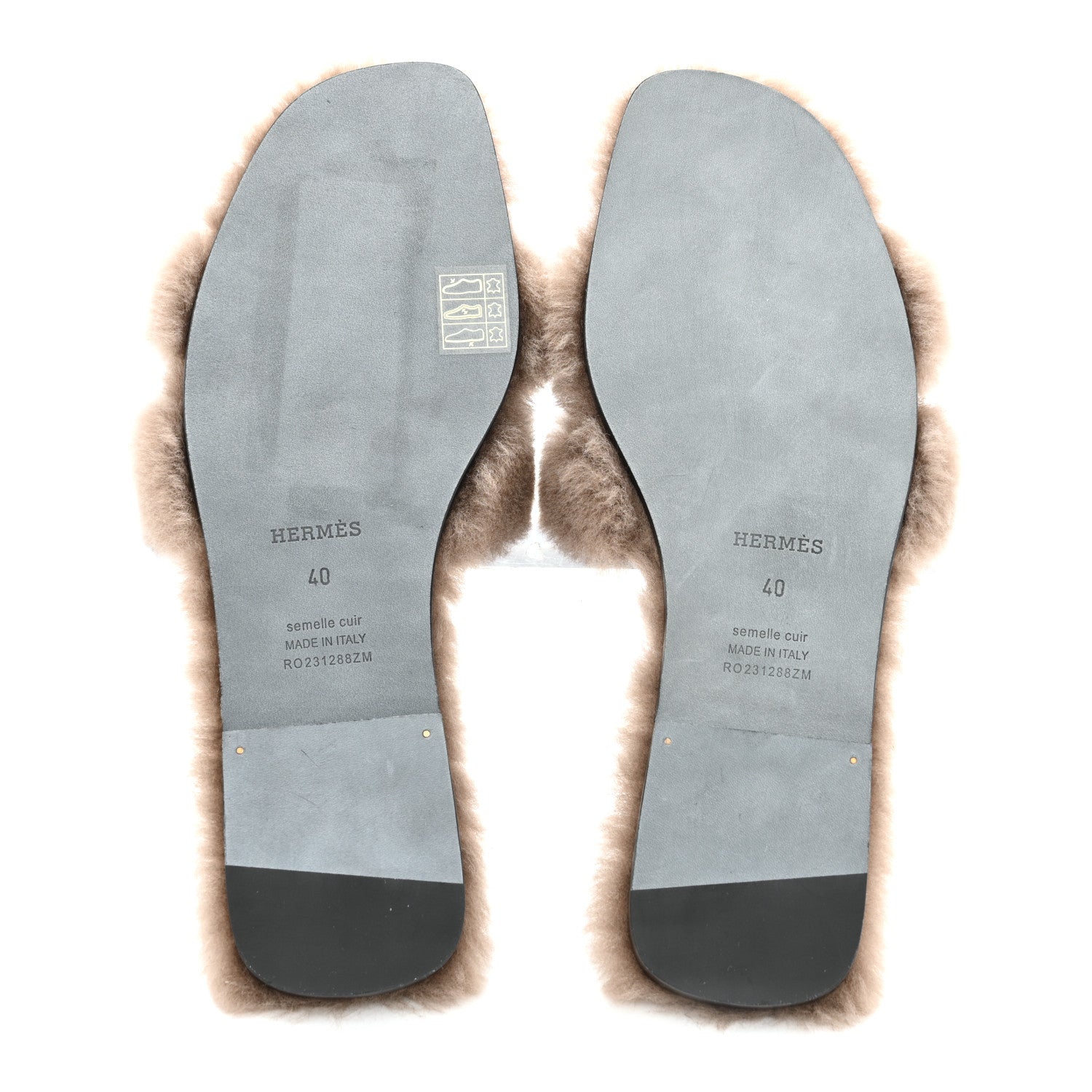 Hermes Woolskin Oran Sandals 40 Etoupe 6 of 8