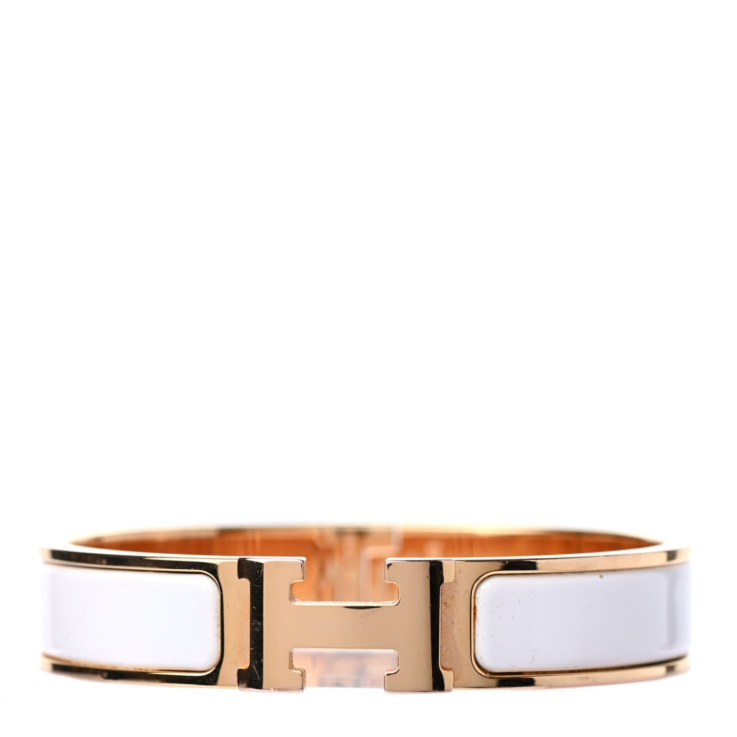 Enamel Narrow Clic Clac H Bracelet PM White
