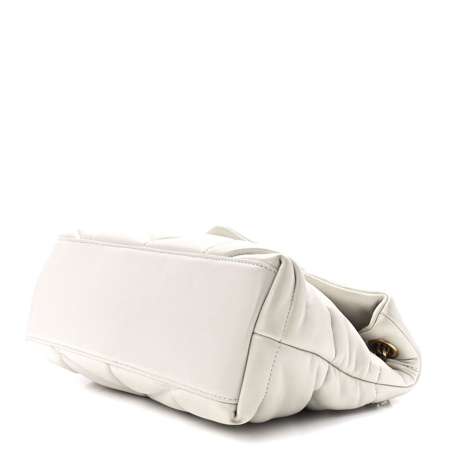 Lambskin Quilted Small Loulou Puffer Monogram Chain Satchel Crema Soft