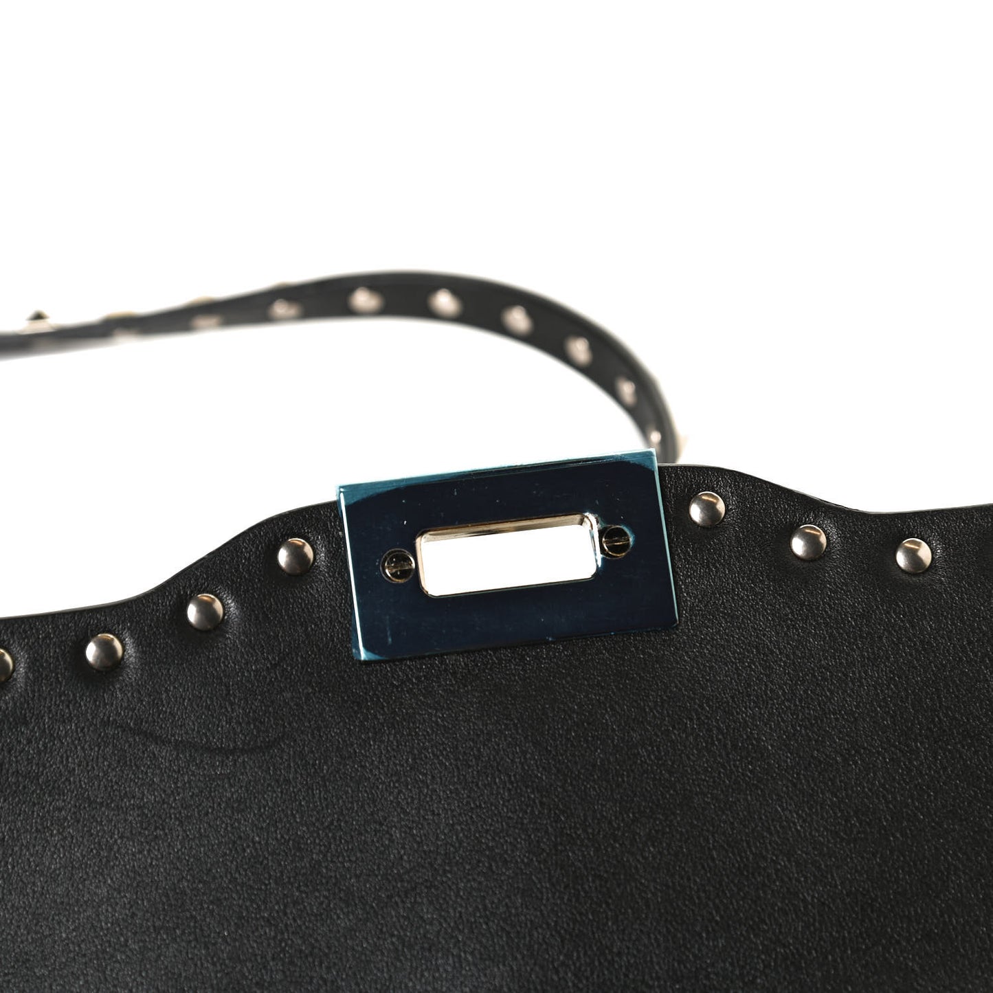 Vitello Medium Rockstud Flip Lock Crossbody Bag Black