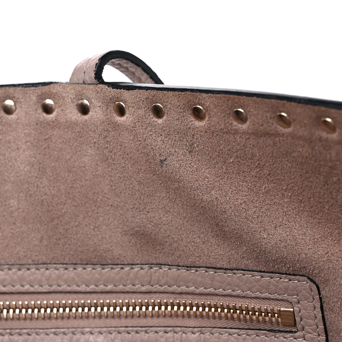 Grained Calfskin Rockstud Shoulder Tote Poudre