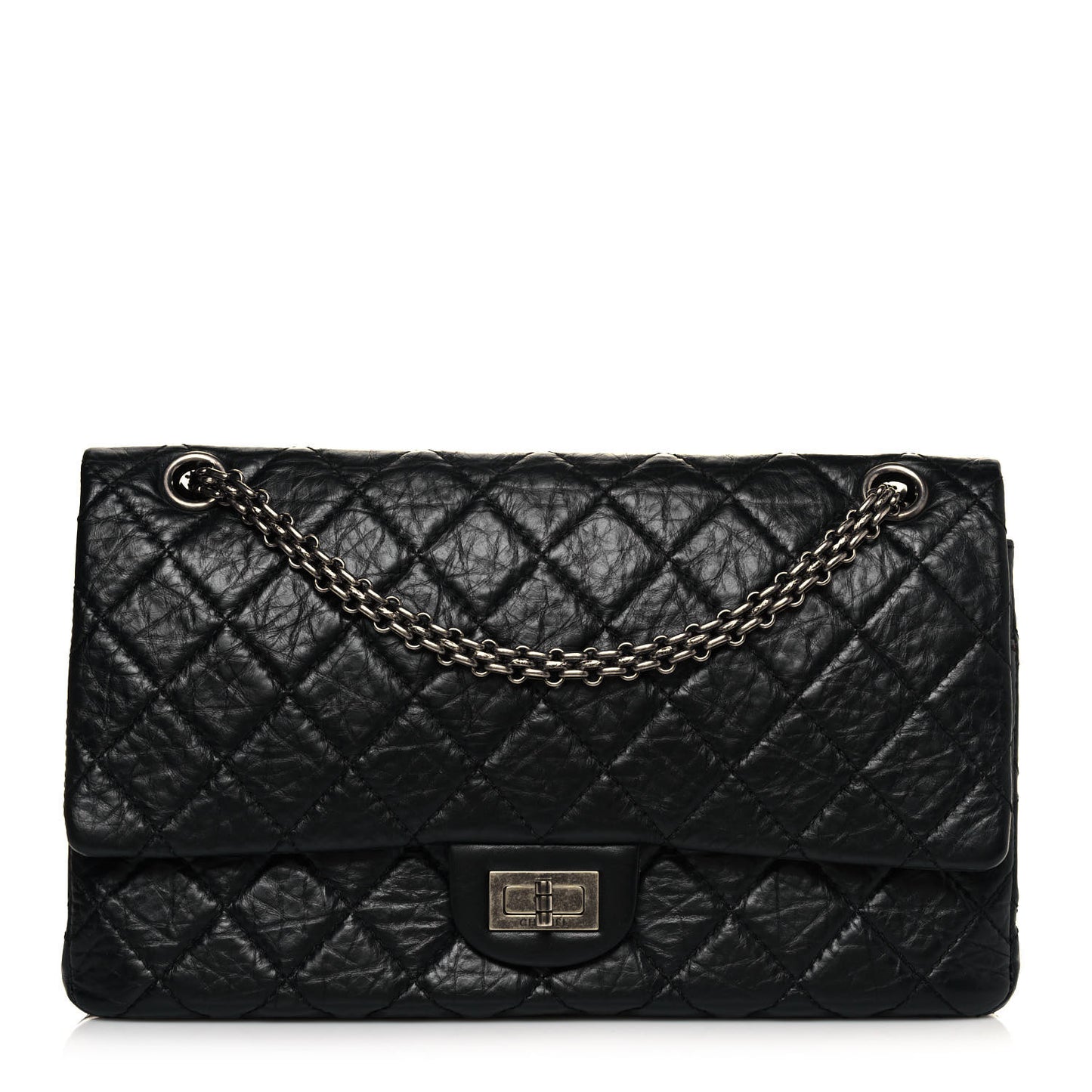 Aged Calfskin Quilted 2.55 Reissue 226 Flap Black