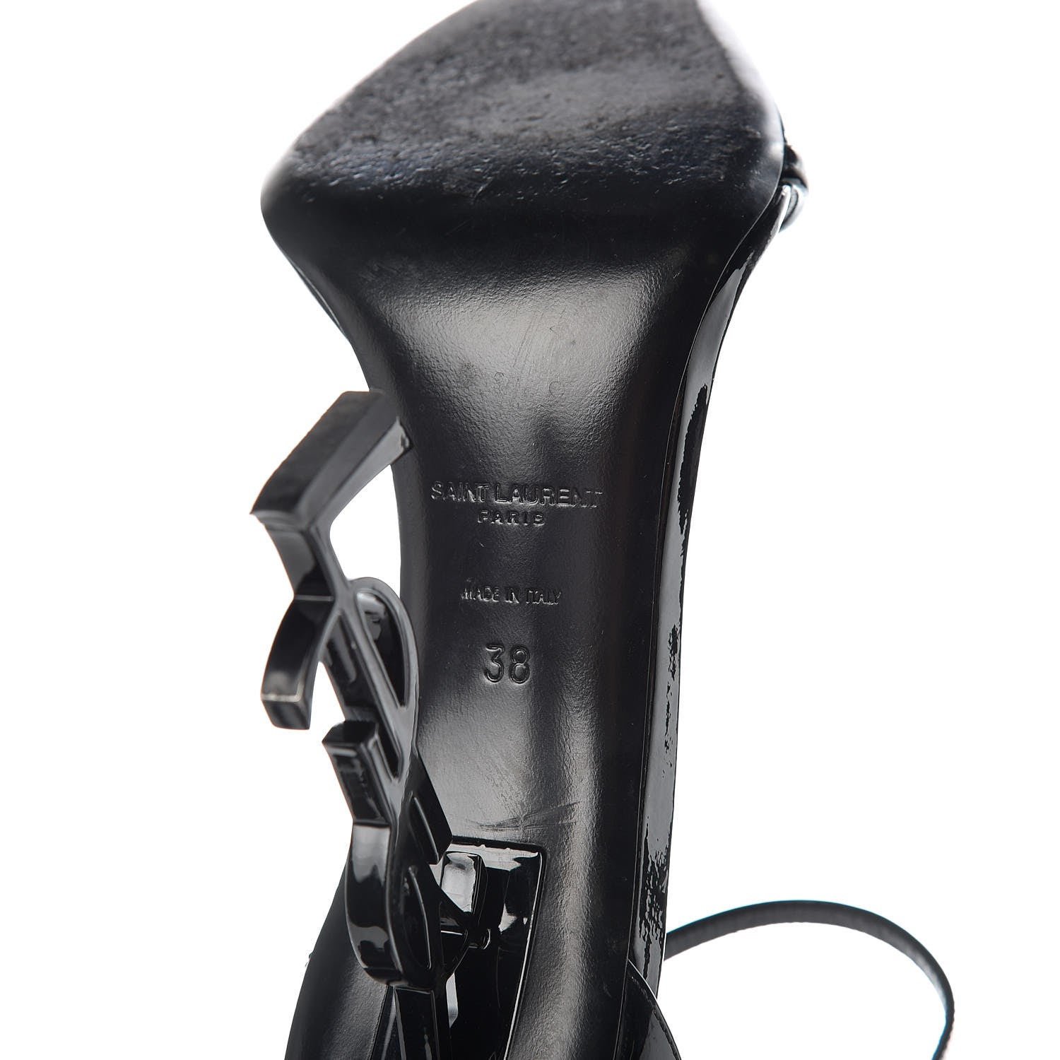 Saint Laurent Patent Calfskin Opyum Sandals 38 Black 9 of 9