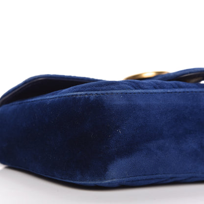 Gucci Velvet Matelasse Mini GG Marmont Shoulder Bag Cobalt Blue 6 of 10