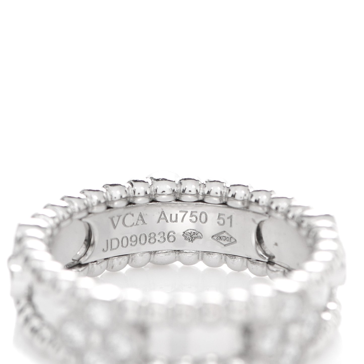 18K White Gold Diamond Perlee Sweet Clovers Ring 51 5.75