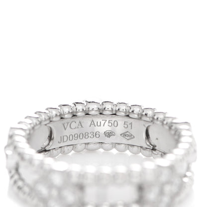 Van Cleef & Arpels 18K White Gold Diamond Perlee Sweet Clovers Ring 51 5.75 4 of 5