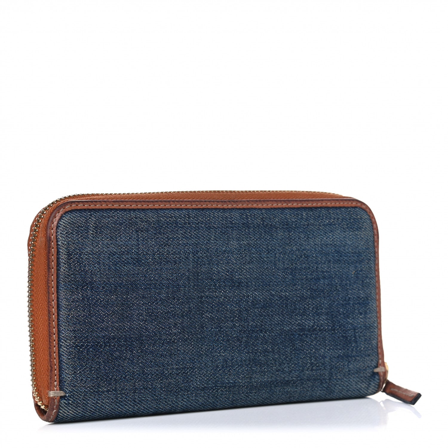 Gucci Denim Zip Around Wallet Blue Saffron 2 of 8