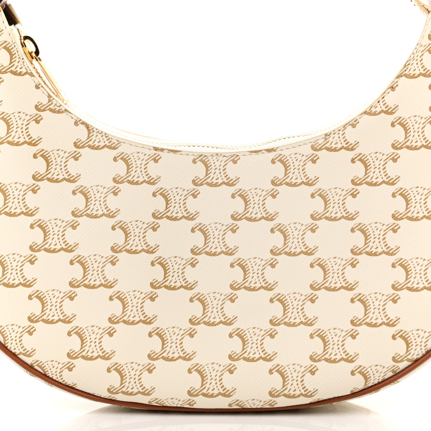 Celine Canvas Calfskin Ava Triomphe Shoulder Bag White 9 of 11