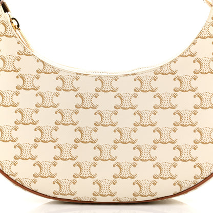 Celine Canvas Calfskin Ava Triomphe Shoulder Bag White 9 of 11