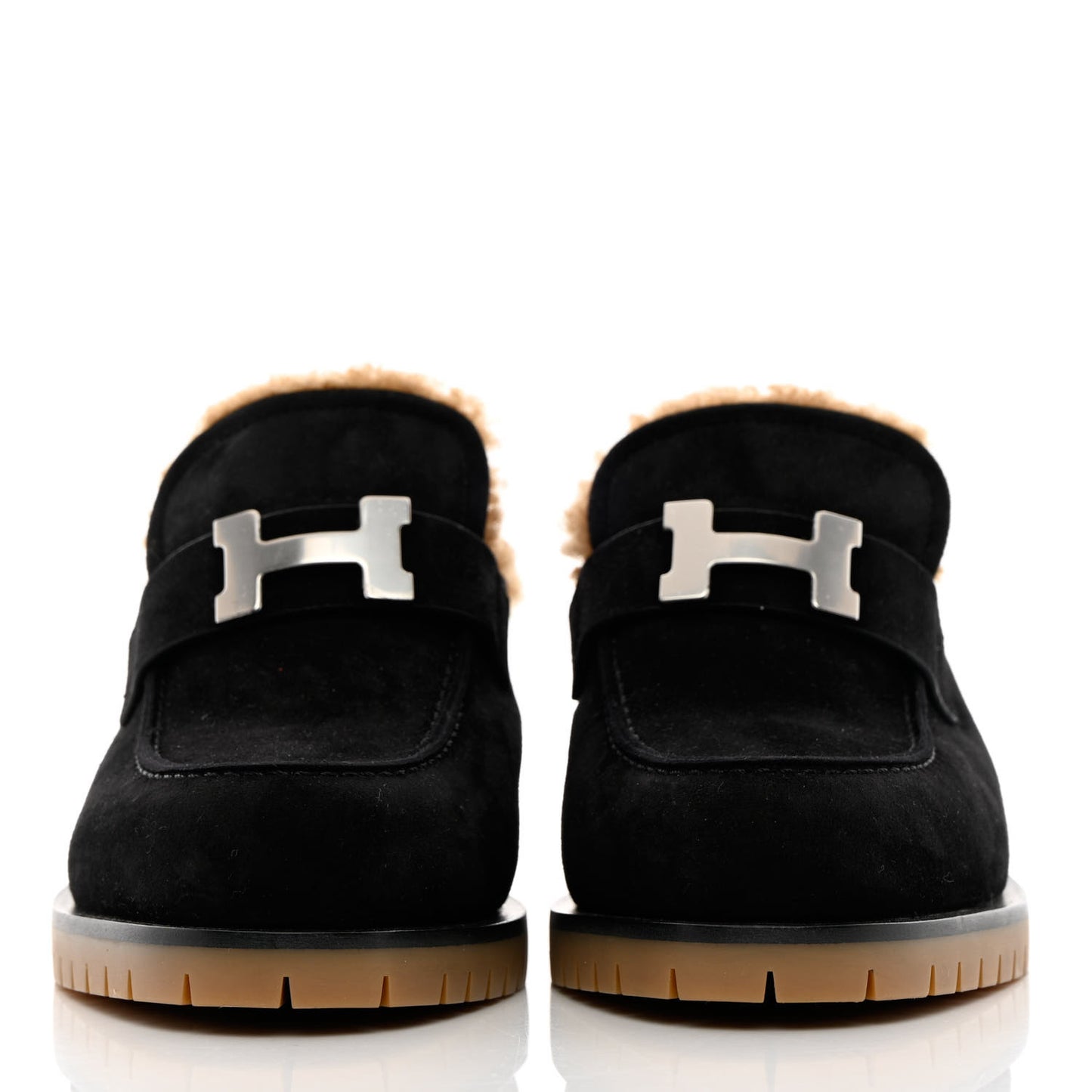 Suede Goatskin Woolskin Flore 60 Mules 37 Black Camel