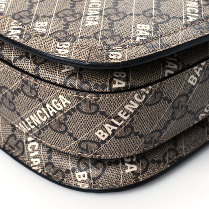 Gucci X BALENCIAGA GG Supreme Monogram Logo Print Horsebit 1955 Shoulder Bag Beige Ebony 6 of 11