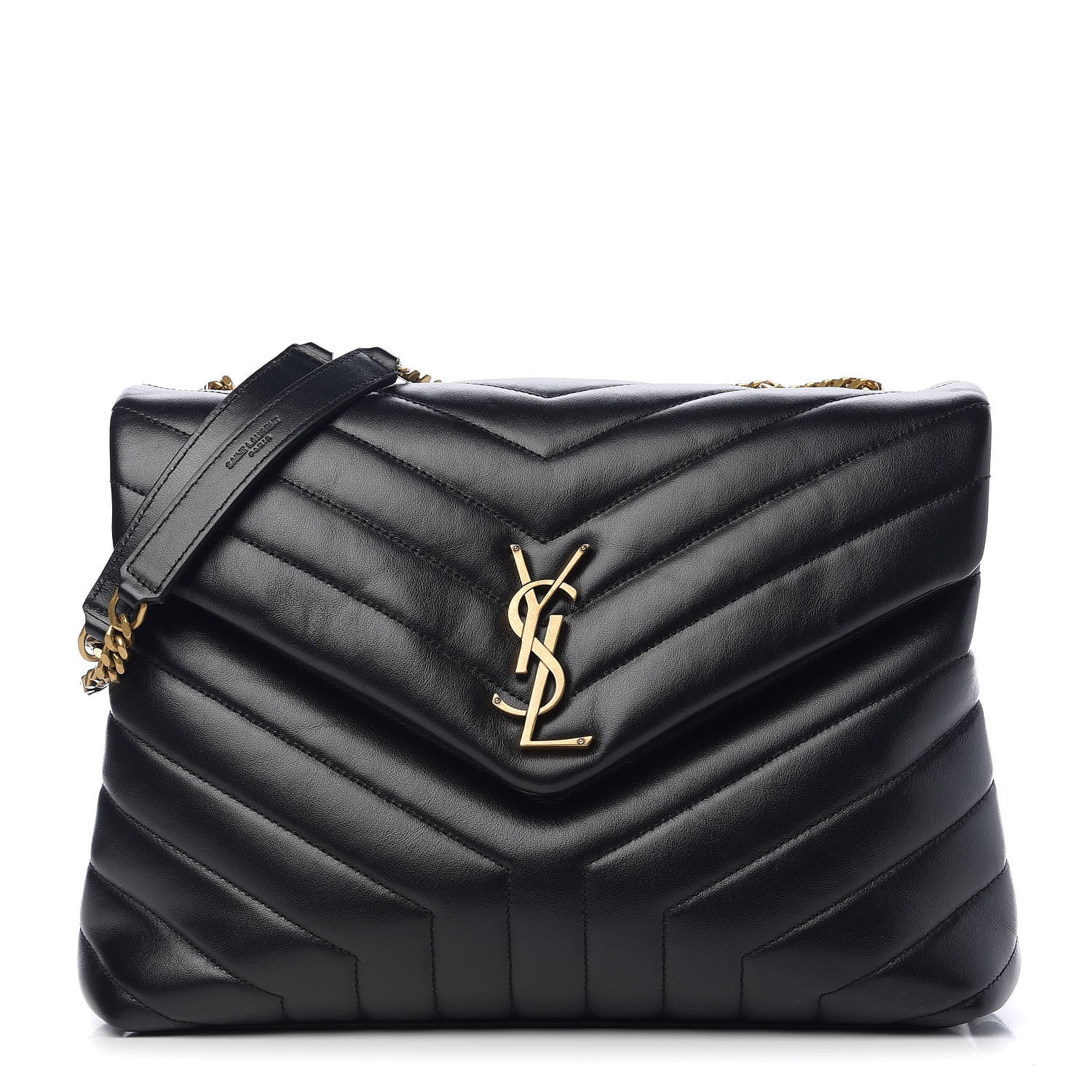 Saint Laurent Calfskin Y Quilted Monogram Medium Loulou Chain Satchel Black 1 of 9