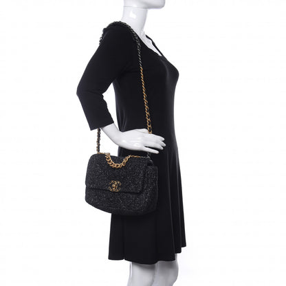 Chanel Tweed Quilted Medium Chanel 19 Flap Black 2 of 11