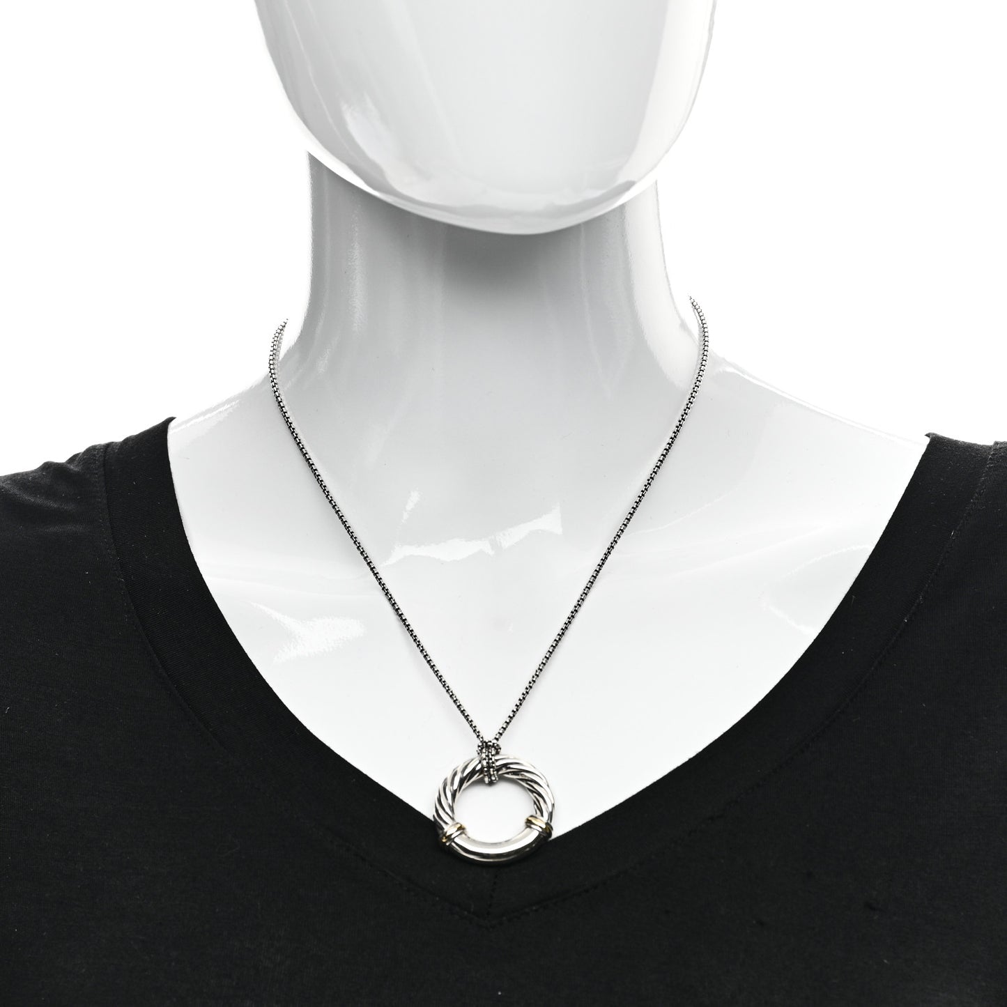 Sterling Silver 18K Yellow Gold Metro Circle Pendant Necklace