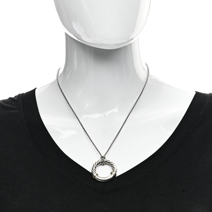 David Yurman Sterling Silver 18K Yellow Gold Metro Circle Pendant Necklace 2 of 5