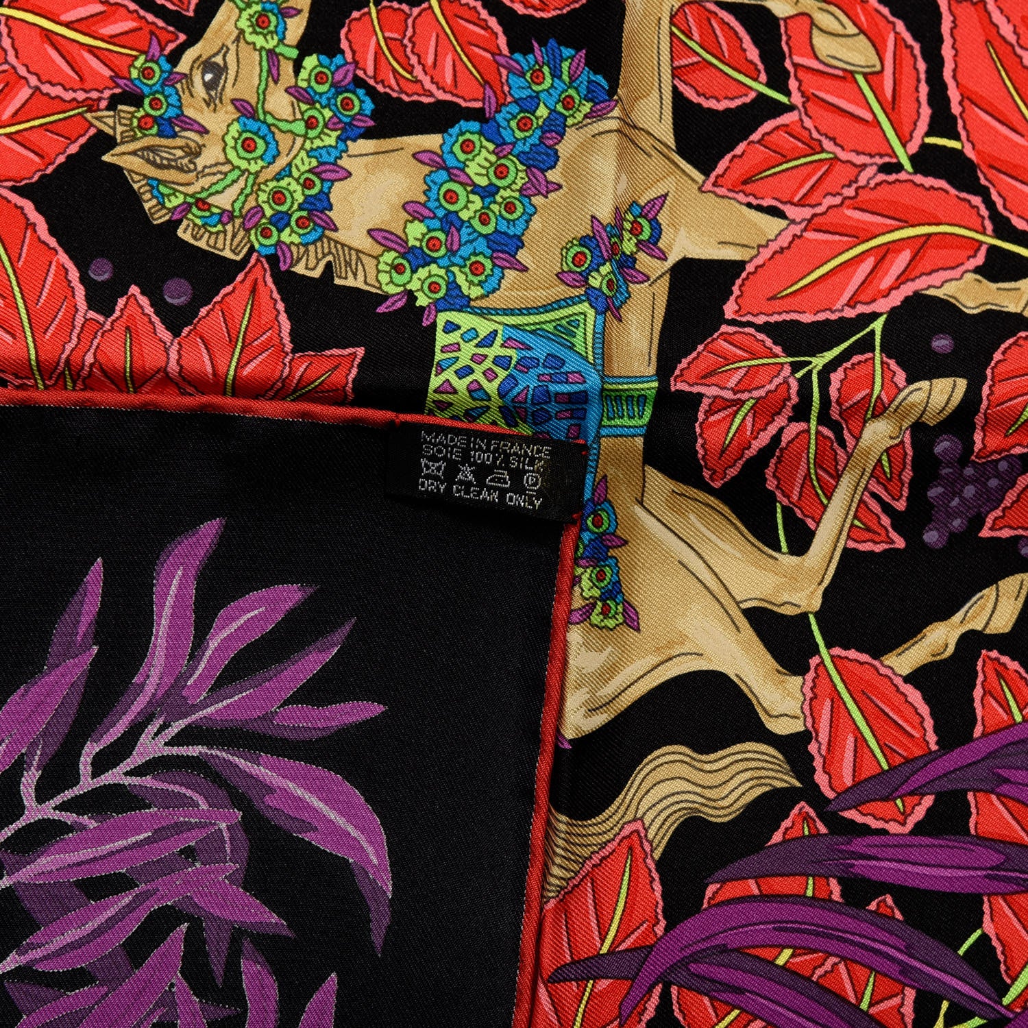 Hermes Silk La Promenade De Platon Scarf 90 Black Vert Fluo Vermillon 3 of 3