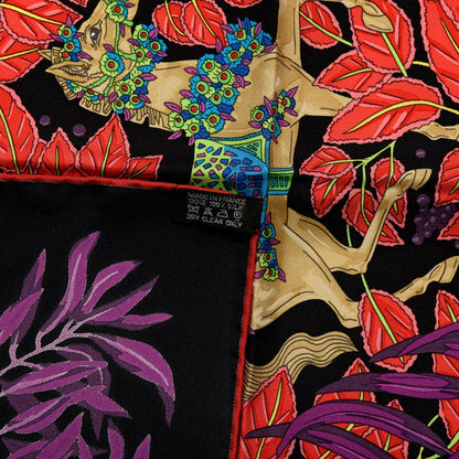 Hermes Silk La Promenade De Platon Scarf 90 Black Vert Fluo Vermillon 3 of 3