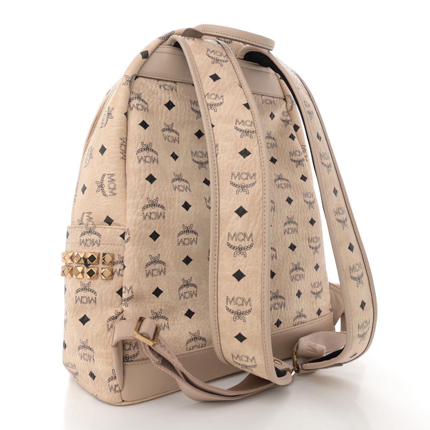 MCM Visetos Medium Studded Stark Backpack Beige 3 of 14