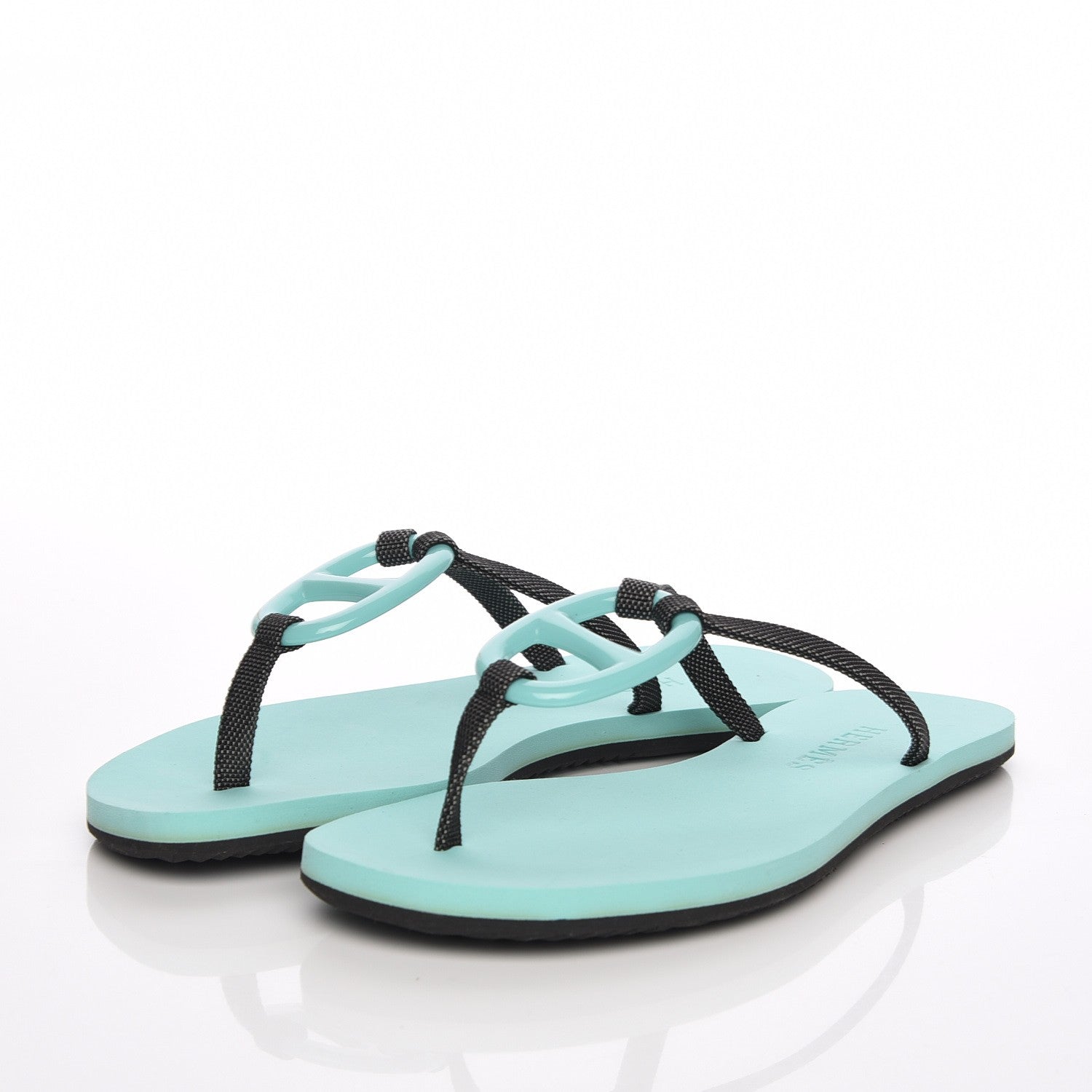 Hermes Canvas Acetate Kala Nera Sandals 35 Vert Celadon Carbone 3 of 8