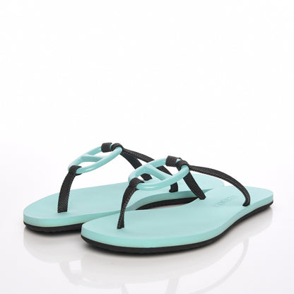 Hermes Canvas Acetate Kala Nera Sandals 35 Vert Celadon Carbone 3 of 8