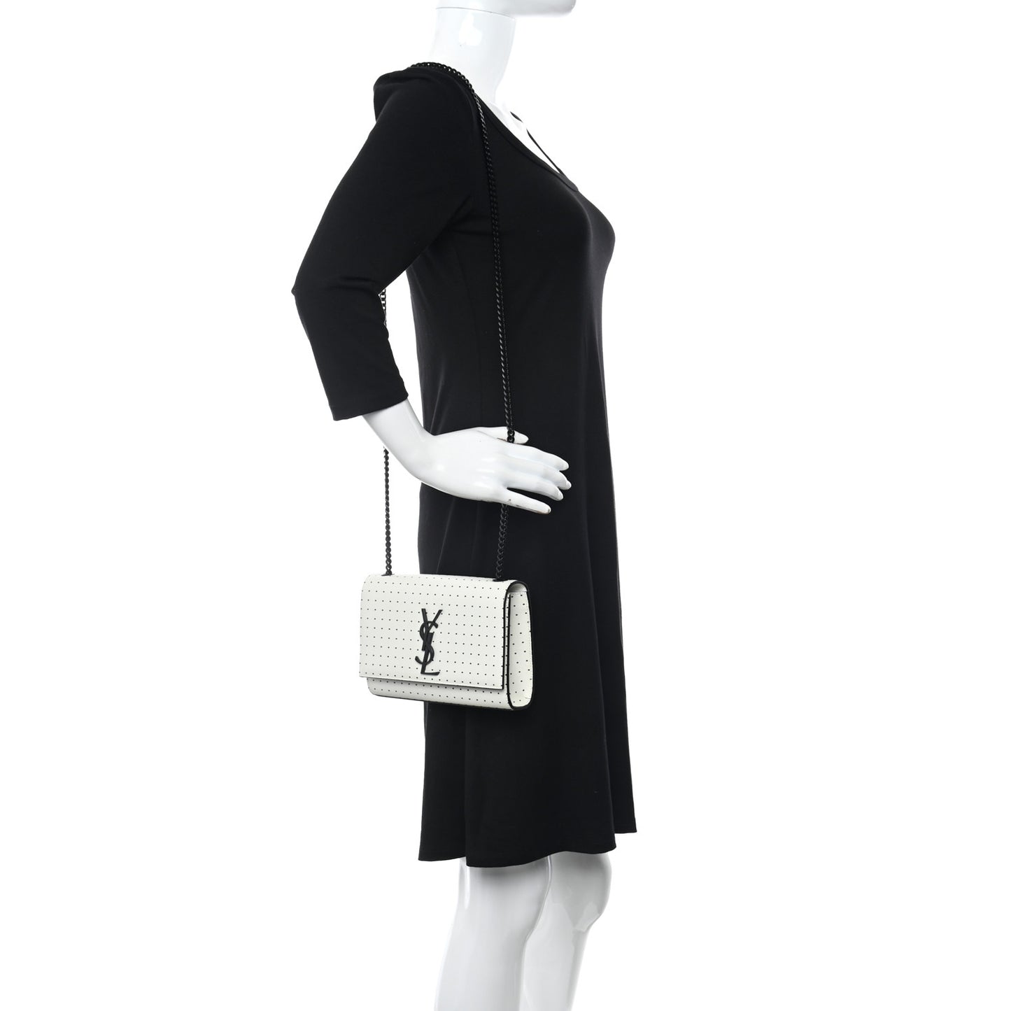 Grain De Poudre Square Dot Print Small Monogram Kate Satchel White Matte Black