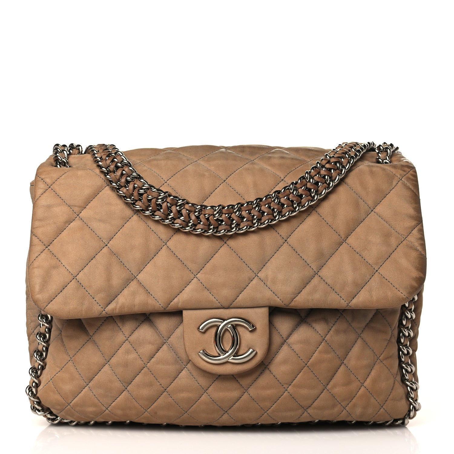 Chanel Nubuck Quilted Chain Around Maxi Flap Grey 1 of 12