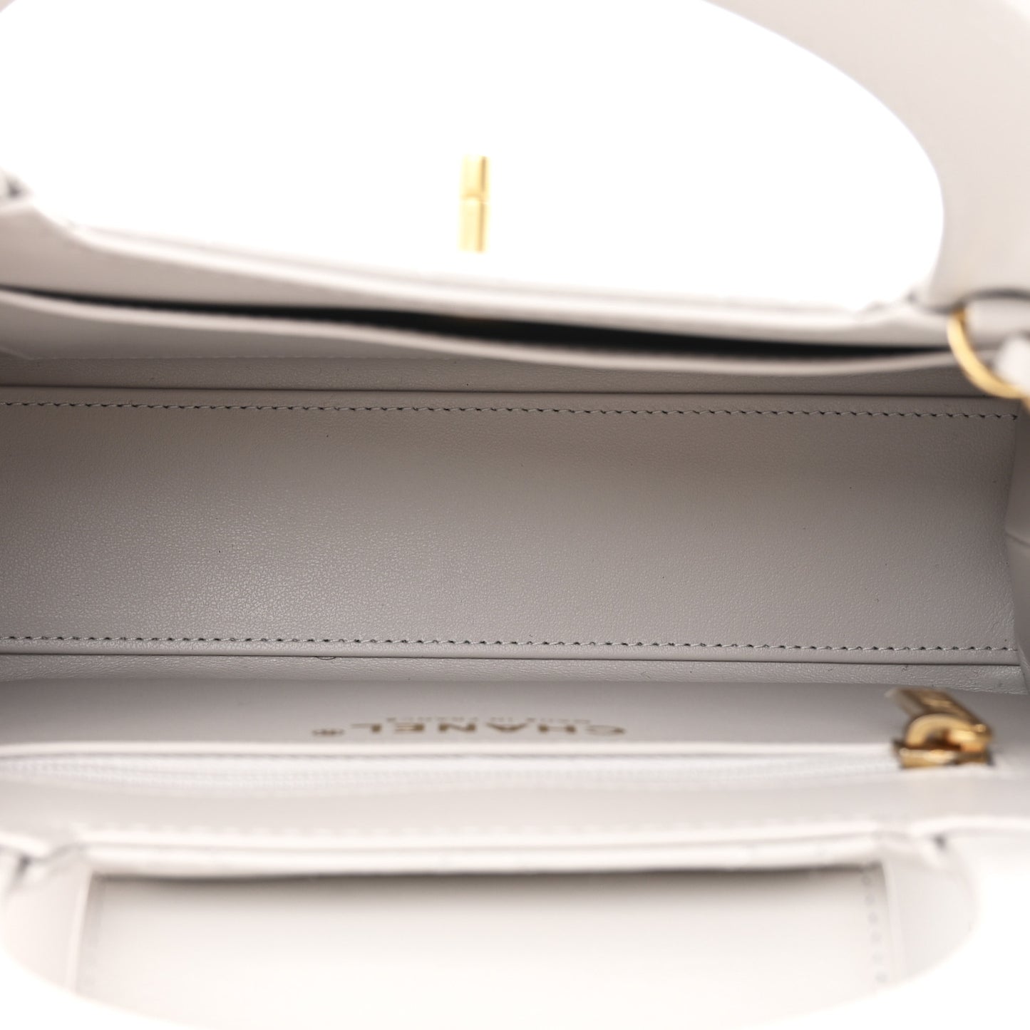 Shiny Aged Calfskin Quilted Nano Kelly Shopper Light Grey