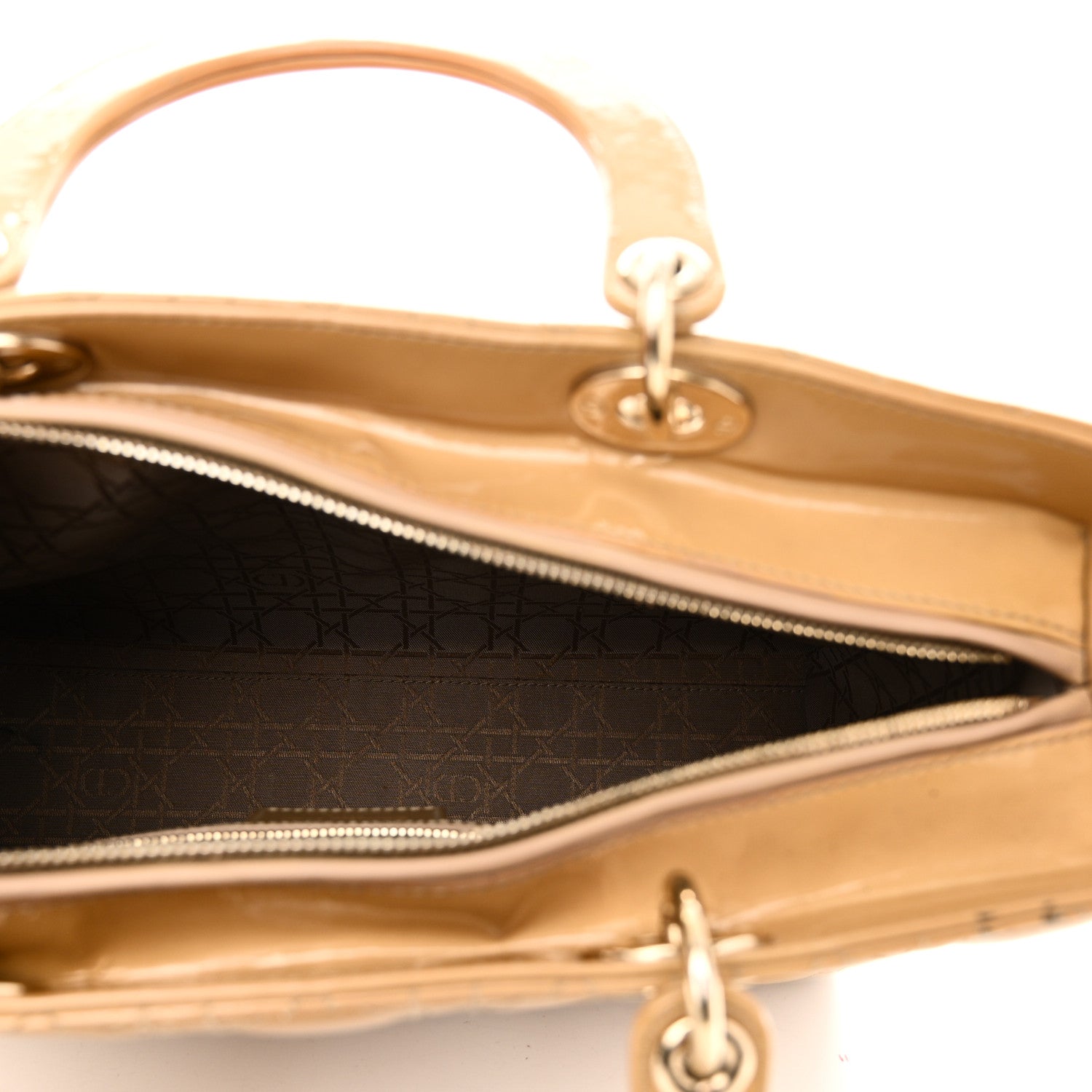 Christian Dior Patent Cannage Large Lady Dior Dark Beige 5 of 12