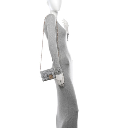 Christian Dior Metallic Crinkled Cannage Miss Dior Chain Wallet Silver 2 of 12