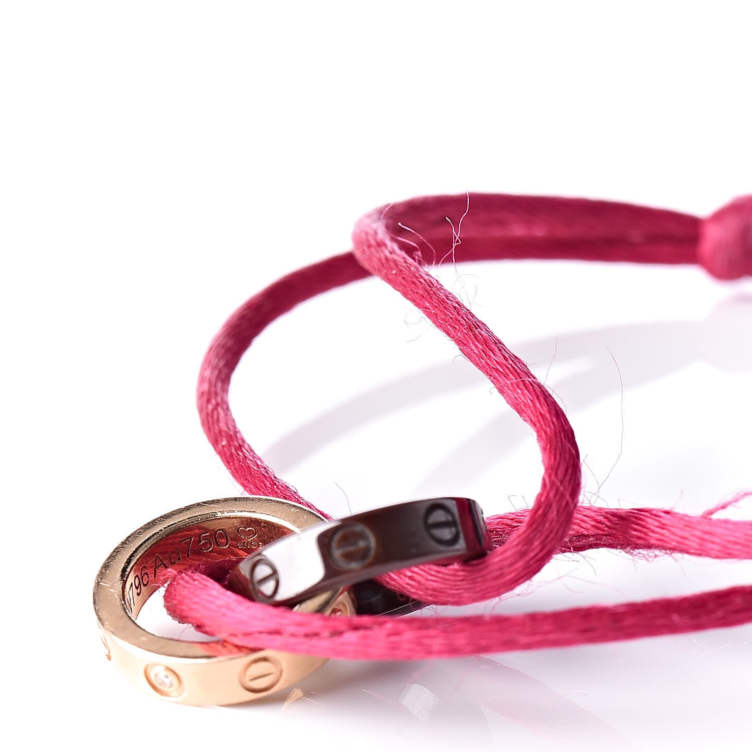 Cartier 18K Pink Gold Brown Ceramic 4 Diamond LOVE Cord Bracelet Magenta 4 of 5