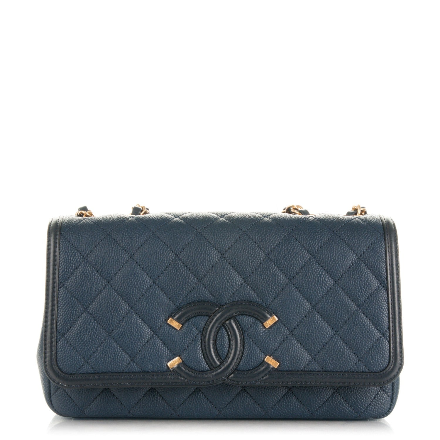 Chanel Caviar Quilted Medium CC Filigree Flap Navy 1 of 7